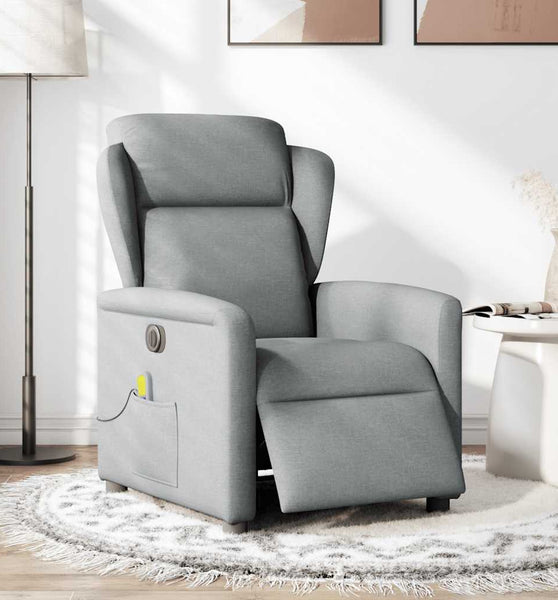 Massagesessel Elektrisch Hellgrau Stoff
