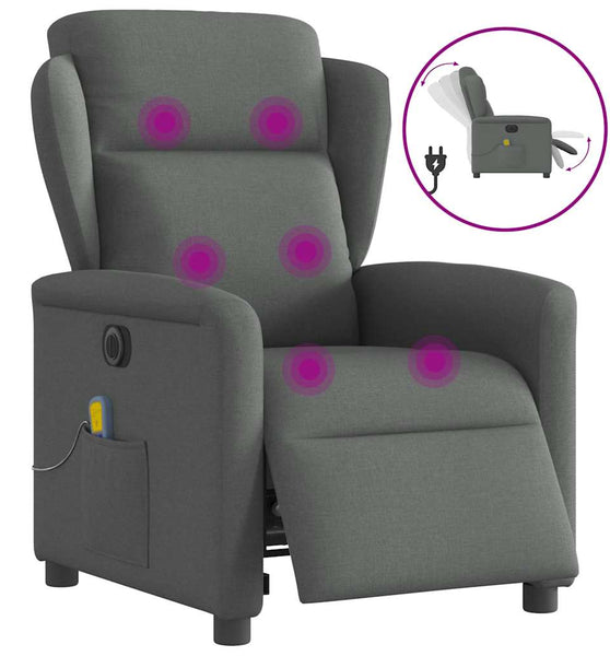 Massagesessel Elektrisch Dunkelgrau Stoff