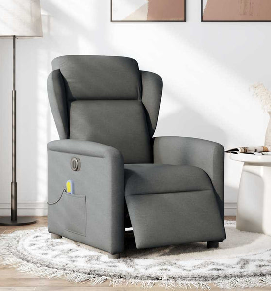 Massagesessel Elektrisch Dunkelgrau Stoff