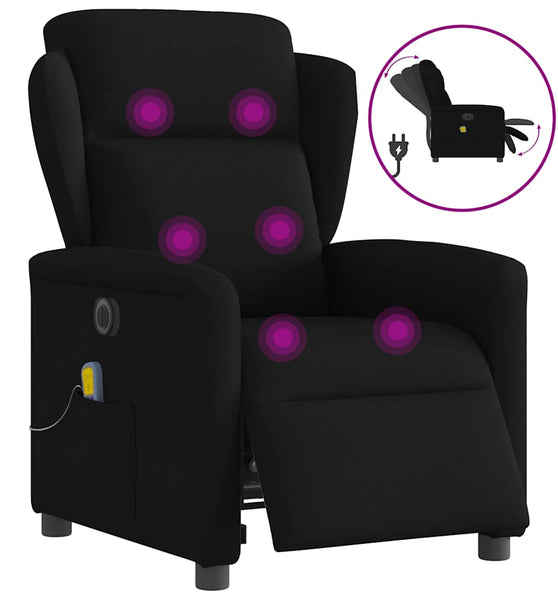 Massagesessel Elektrisch Schwarz Stoff