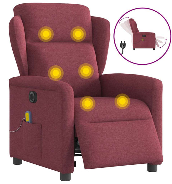 Massagesessel Elektrisch Weinrot Stoff