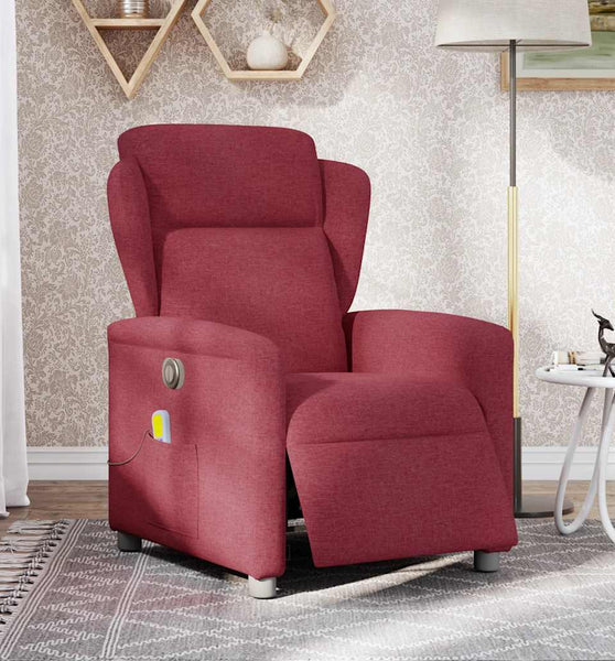 Massagesessel Elektrisch Weinrot Stoff