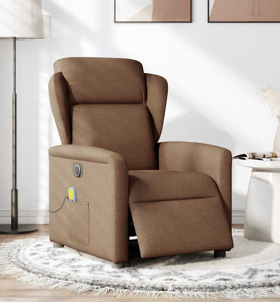 Massagesessel Elektrisch Braun Stoff