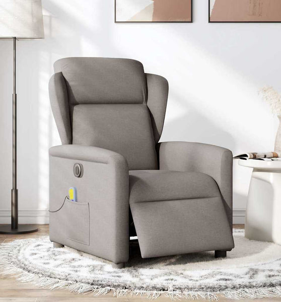 Massagesessel Elektrisch Taupe Stoff