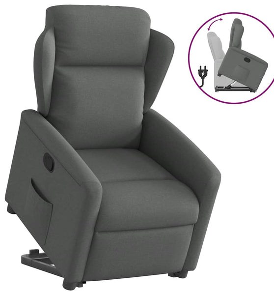 Relaxsessel mit Aufstehhilfe Dunkelgrau Stoff