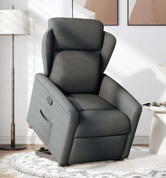 Relaxsessel mit Aufstehhilfe Dunkelgrau Stoff