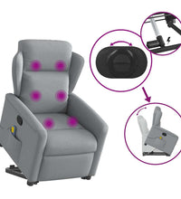 Massagesessel mit Aufstehhilfe Hellgrau Stoff