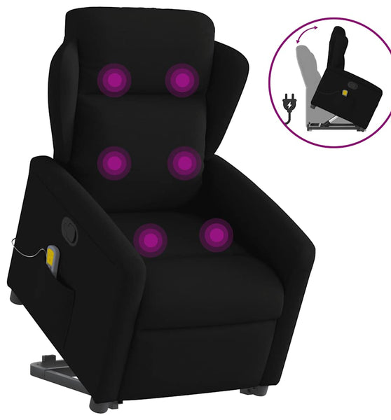 Massagesessel mit Aufstehhilfe Schwarz Stoff