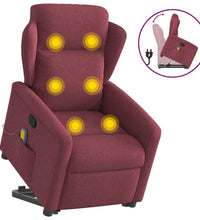 Massagesessel mit Aufstehhilfe Weinrot Stoff
