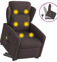Massagesessel mit Aufstehhilfe Dunkelbraun Stoff