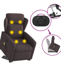 Massagesessel mit Aufstehhilfe Dunkelbraun Stoff