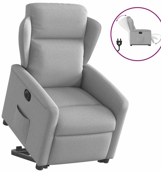Relaxsessel mit Aufstehhilfe Elektrisch Wolkengrau Stoff