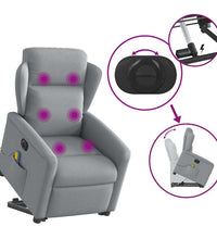 Elektrischer Massagesessel mit Aufstehhilfe Hellgrau Stoff