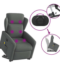 Elektrischer Massagesessel mit Aufstehhilfe Dunkelgrau Stoff