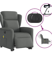 Elektrischer Massagesessel mit Aufstehhilfe Dunkelgrau Stoff