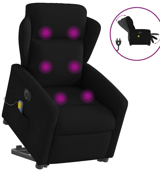 Elektrischer Massagesessel mit Aufstehhilfe Schwarz Stoff