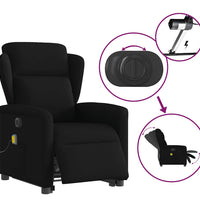 Elektrischer Massagesessel mit Aufstehhilfe Schwarz Stoff