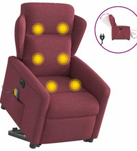 Elektrischer Massagesessel mit Aufstehhilfe Weinrot Stoff