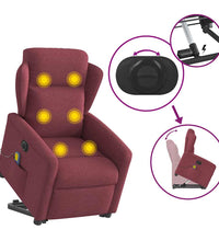 Elektrischer Massagesessel mit Aufstehhilfe Weinrot Stoff
