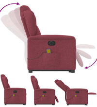 Elektrischer Massagesessel mit Aufstehhilfe Weinrot Stoff