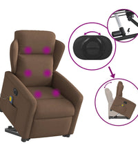 Elektrischer Massagesessel mit Aufstehhilfe Braun Stoff
