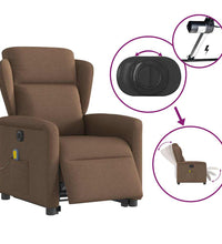Elektrischer Massagesessel mit Aufstehhilfe Braun Stoff