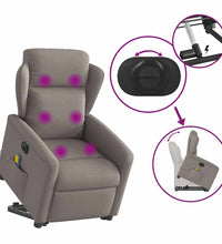 Elektrischer Massagesessel mit Aufstehhilfe Taupe Stoff