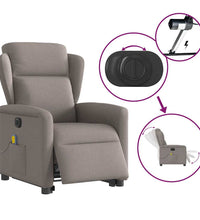 Elektrischer Massagesessel mit Aufstehhilfe Taupe Stoff