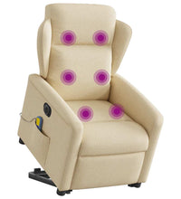 Elektrischer Massagesessel mit Aufstehhilfe Creme Stoff