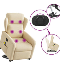 Elektrischer Massagesessel mit Aufstehhilfe Creme Stoff