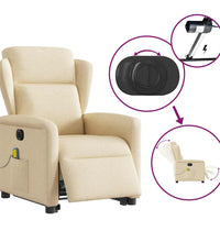 Elektrischer Massagesessel mit Aufstehhilfe Creme Stoff