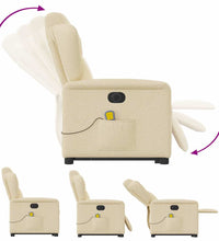 Elektrischer Massagesessel mit Aufstehhilfe Creme Stoff