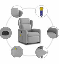 Massagesessel mit Aufstehhilfe Elektrisch Wolkengrau Stoff