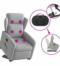 Massagesessel mit Aufstehhilfe Elektrisch Wolkengrau Stoff
