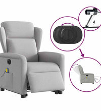 Massagesessel mit Aufstehhilfe Elektrisch Wolkengrau Stoff