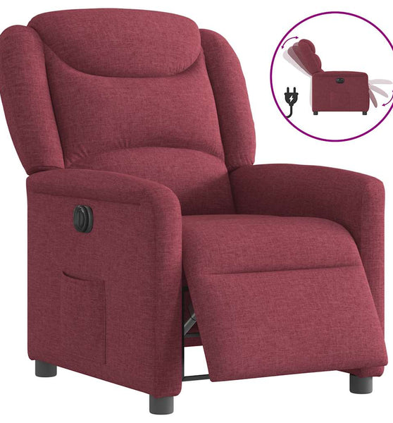 Relaxsessel Elektrisch Weinrot Stoff