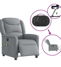 Massagesessel Elektrisch Hellgrau Stoff