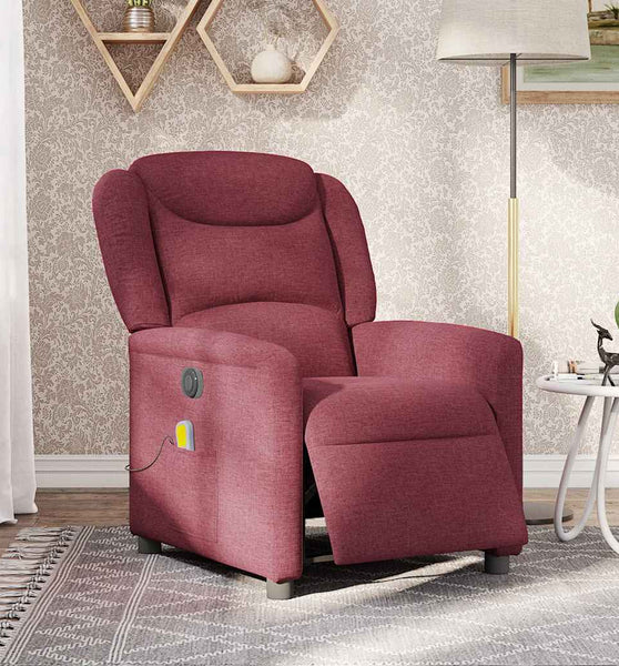 Massagesessel Elektrisch Weinrot Stoff