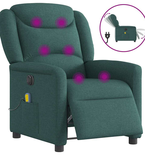 Massagesessel Elektrisch Dunkelgrün Stoff