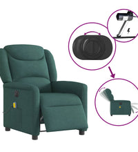 Massagesessel Elektrisch Dunkelgrün Stoff