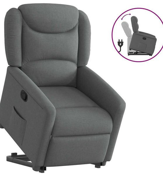 Relaxsessel mit Aufstehhilfe Dunkelgrau Stoff