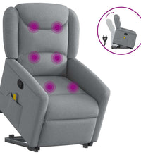 Massagesessel mit Aufstehhilfe Hellgrau Stoff