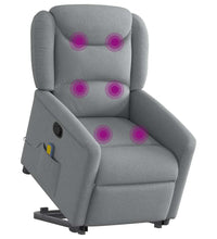 Massagesessel mit Aufstehhilfe Hellgrau Stoff