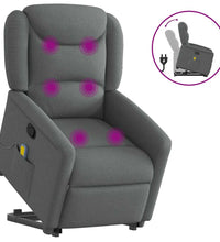 Massagesessel mit Aufstehhilfe Dunkelgrau Stoff