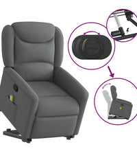 Massagesessel mit Aufstehhilfe Dunkelgrau Stoff
