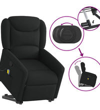 Massagesessel mit Aufstehhilfe Schwarz Stoff
