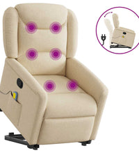Massagesessel mit Aufstehhilfe Creme Stoff