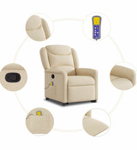 Massagesessel mit Aufstehhilfe Creme Stoff