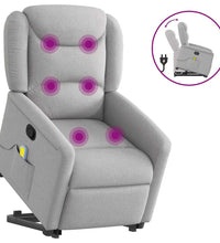 Massagesessel mit Aufstehhilfe Wolkengrau Stoff
