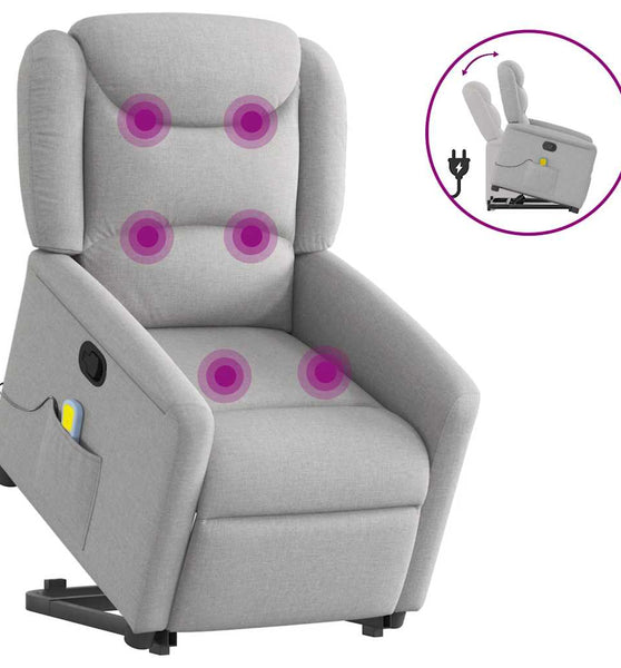 Massagesessel mit Aufstehhilfe Wolkengrau Stoff